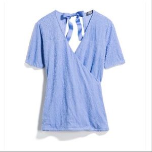 Market & Spruce Fiya Jacquard Bow Tie Top Blue S
